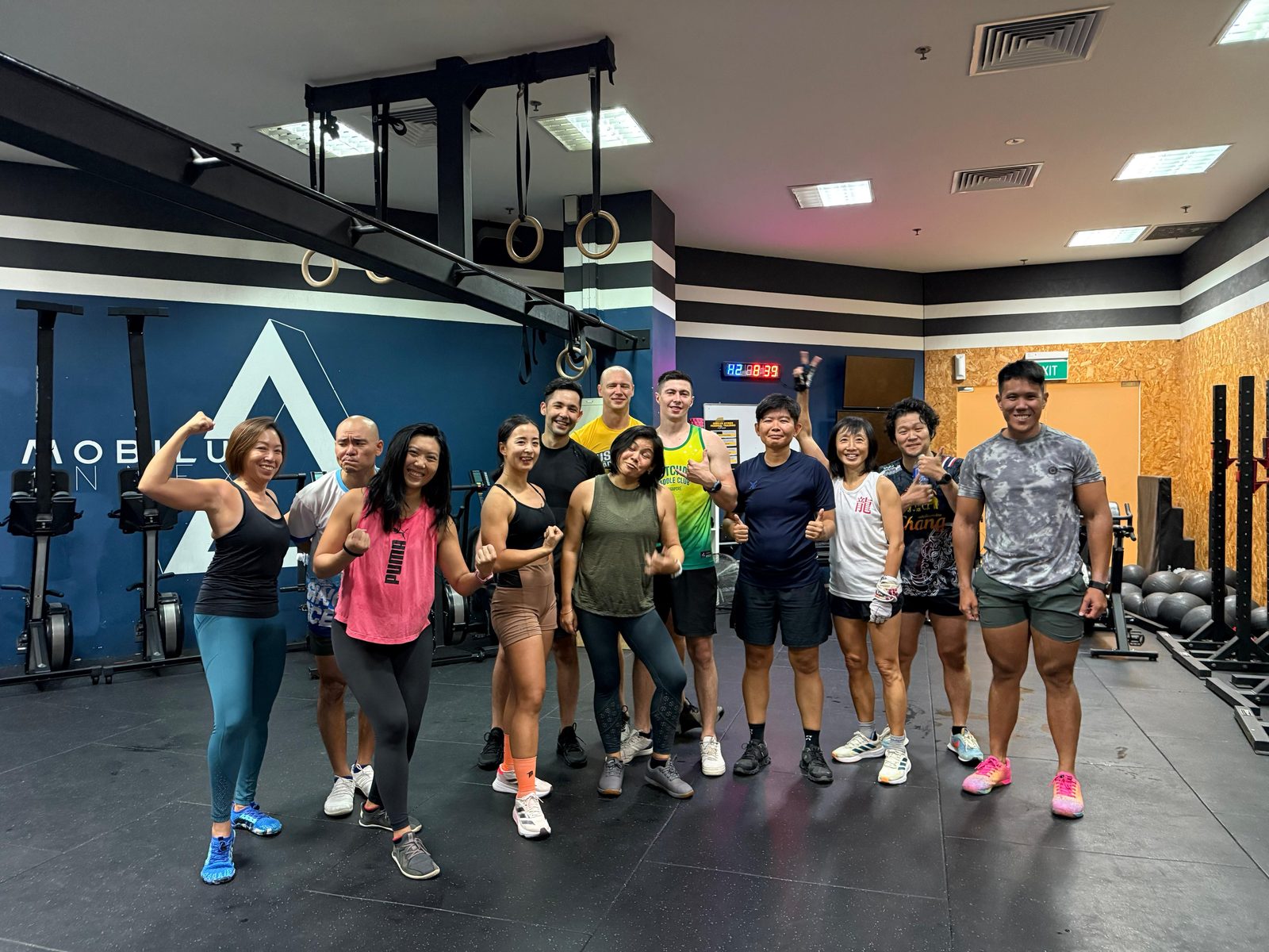 Austcham paddlers at a gym land-training session